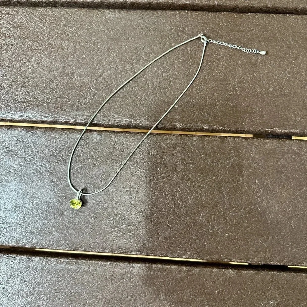 Cubic Zirconia / Faux Citrine Peridot Slide Pendant Serpentine Necklace Choker - Picture 2 of 8